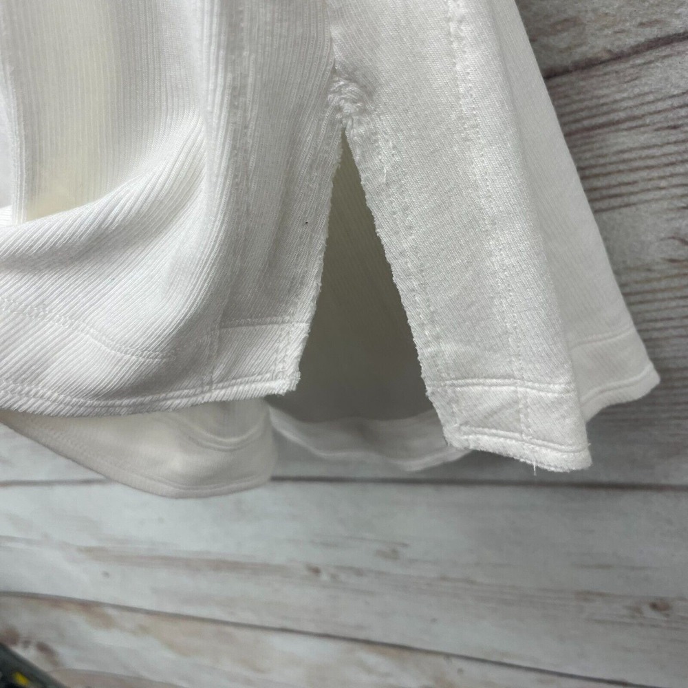 Pure + Good Ivory Ribbed 3/4 Sleeve Scoop Neck Tunic Top Small NWT - Picture 9 of 10
